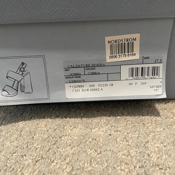 Prada Patent Leather Block Heal Cream/Tan Sandals - Picture 2 of 5